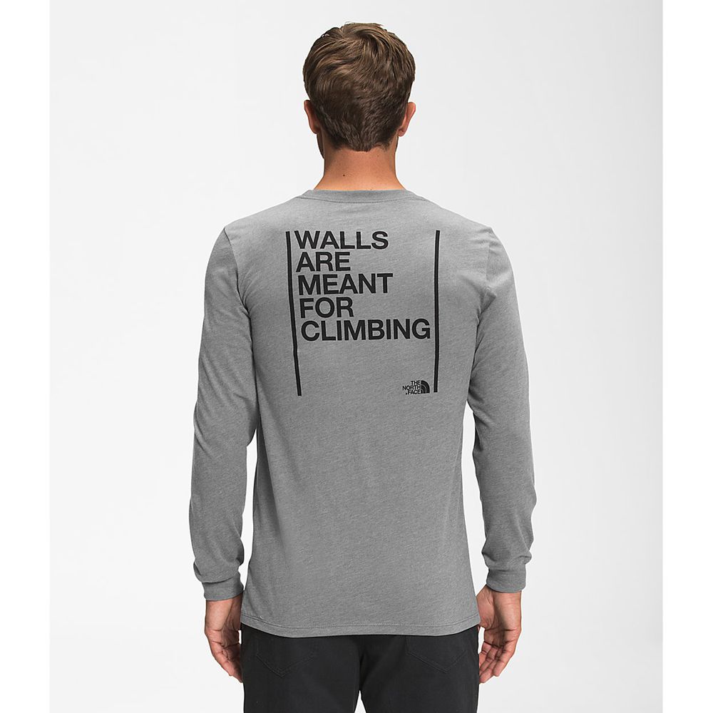 The North Face Long Sleeve Mens Australia - The North Face Long Sleeve Walls Grey (BYQ-817526)